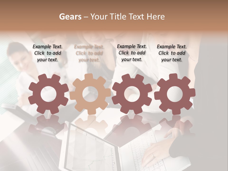 A Group Of People Sitting At A Table With Laptops PowerPoint Template