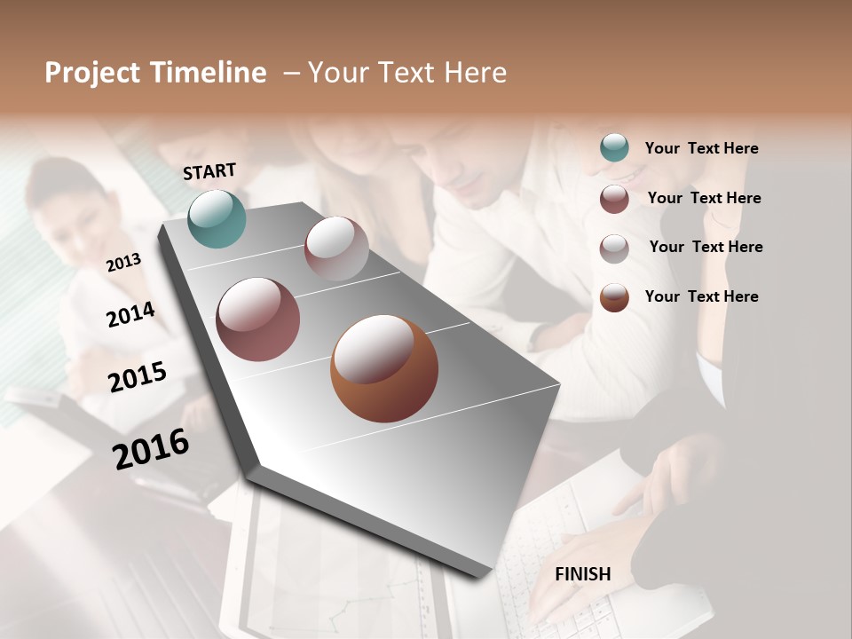 A Group Of People Sitting At A Table With Laptops PowerPoint Template