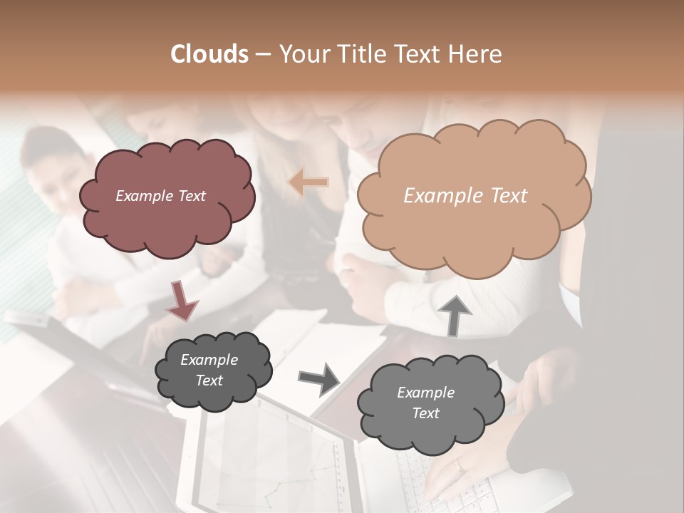 A Group Of People Sitting At A Table With Laptops PowerPoint Template