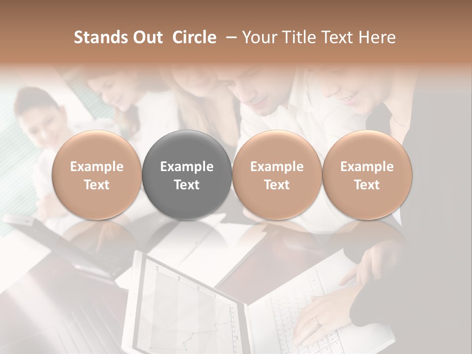 A Group Of People Sitting At A Table With Laptops PowerPoint Template