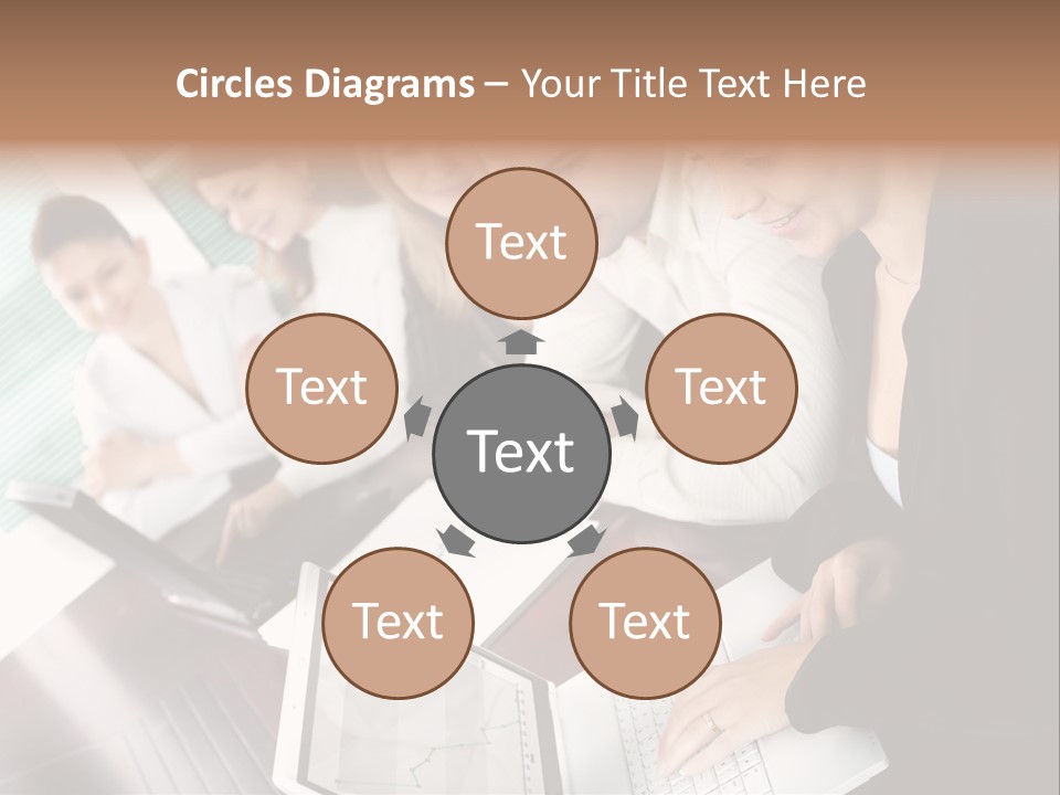 A Group Of People Sitting At A Table With Laptops PowerPoint Template