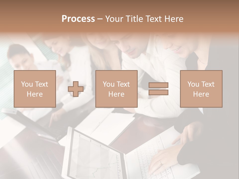 A Group Of People Sitting At A Table With Laptops PowerPoint Template