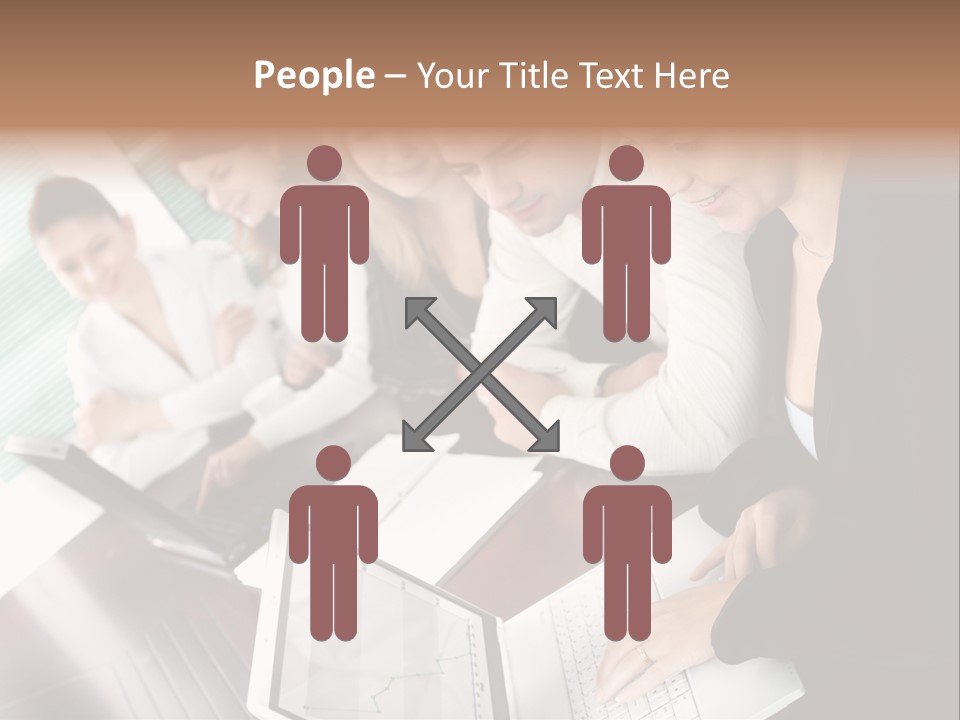 A Group Of People Sitting At A Table With Laptops PowerPoint Template