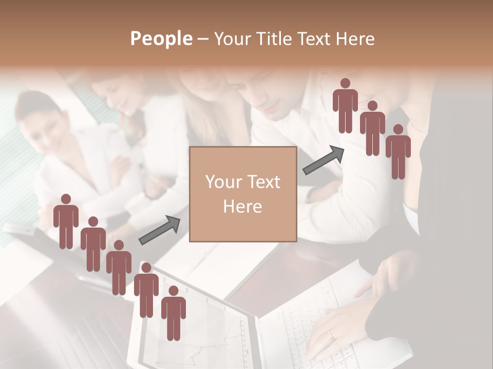 A Group Of People Sitting At A Table With Laptops PowerPoint Template