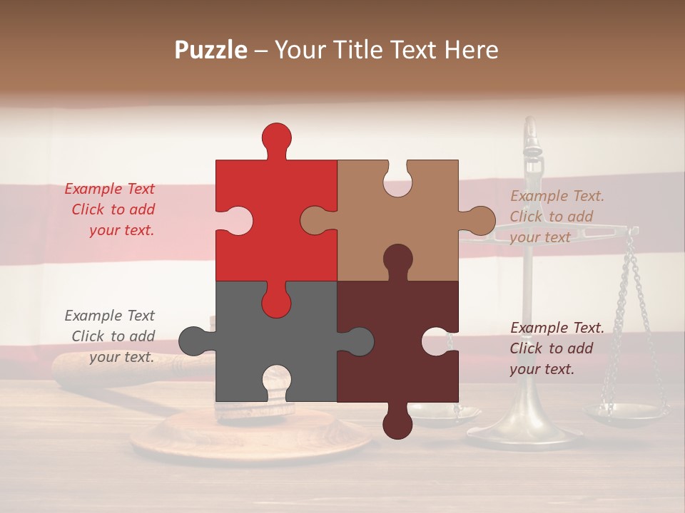 A Judge's Gavel And A Judge's Scale In Front Of An PowerPoint Template
