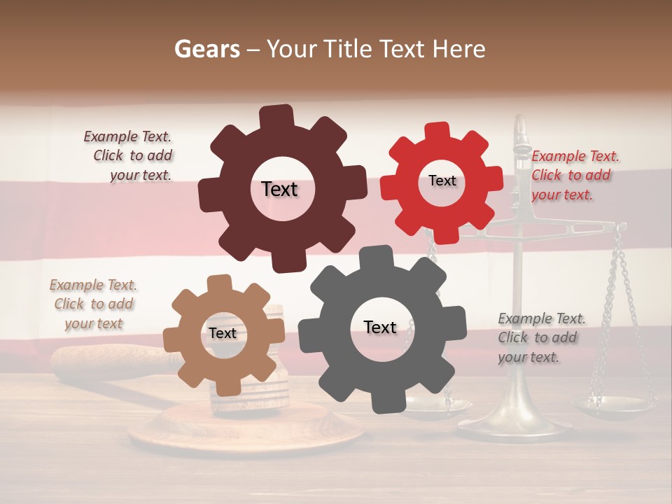 A Judge's Gavel And A Judge's Scale In Front Of An PowerPoint Template