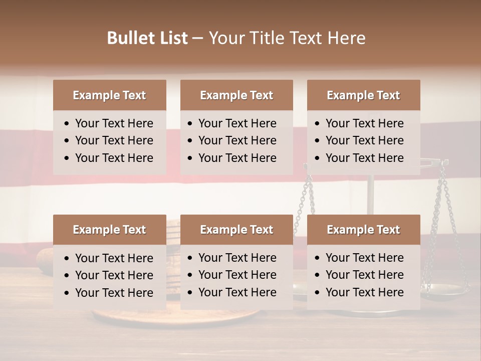 A Judge's Gavel And A Judge's Scale In Front Of An PowerPoint Template