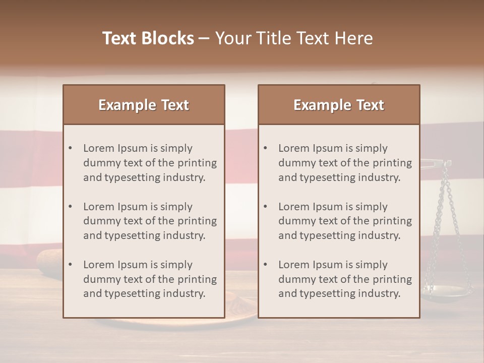 A Judge's Gavel And A Judge's Scale In Front Of An PowerPoint Template