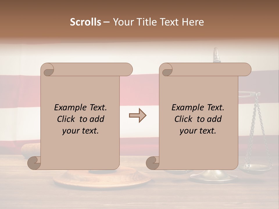A Judge's Gavel And A Judge's Scale In Front Of An PowerPoint Template