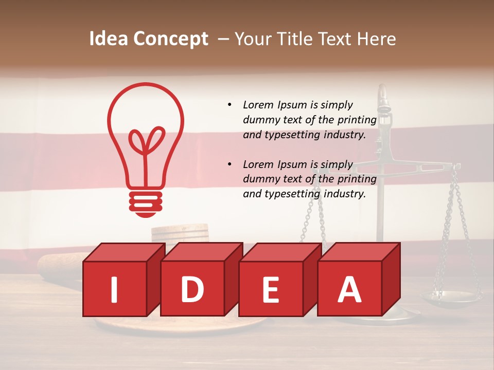 A Judge's Gavel And A Judge's Scale In Front Of An PowerPoint Template