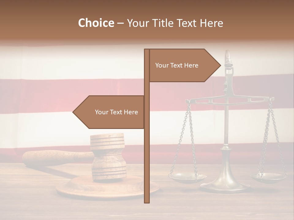 A Judge's Gavel And A Judge's Scale In Front Of An PowerPoint Template