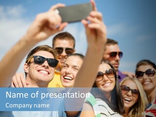 A Group Of People Taking A Picture With A Cell Phone PowerPoint Template