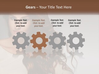 A Woman With Long Red Hair Is Posing For A Picture PowerPoint Template