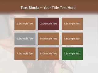 A Woman With Long Red Hair Is Posing For A Picture PowerPoint Template