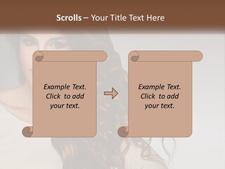 A Woman With Long Red Hair Is Posing For A Picture PowerPoint Template