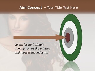 A Woman With Long Red Hair Is Posing For A Picture PowerPoint Template