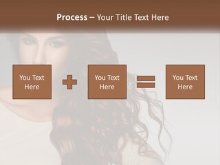 A Woman With Long Red Hair Is Posing For A Picture PowerPoint Template