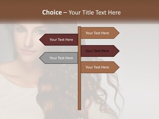 A Woman With Long Red Hair Is Posing For A Picture PowerPoint Template