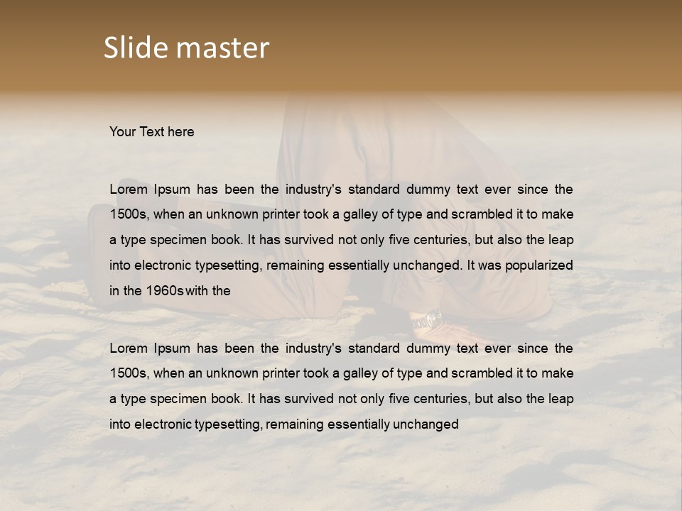 A Man Is Laying In The Sand With His Head In His Hands PowerPoint Template