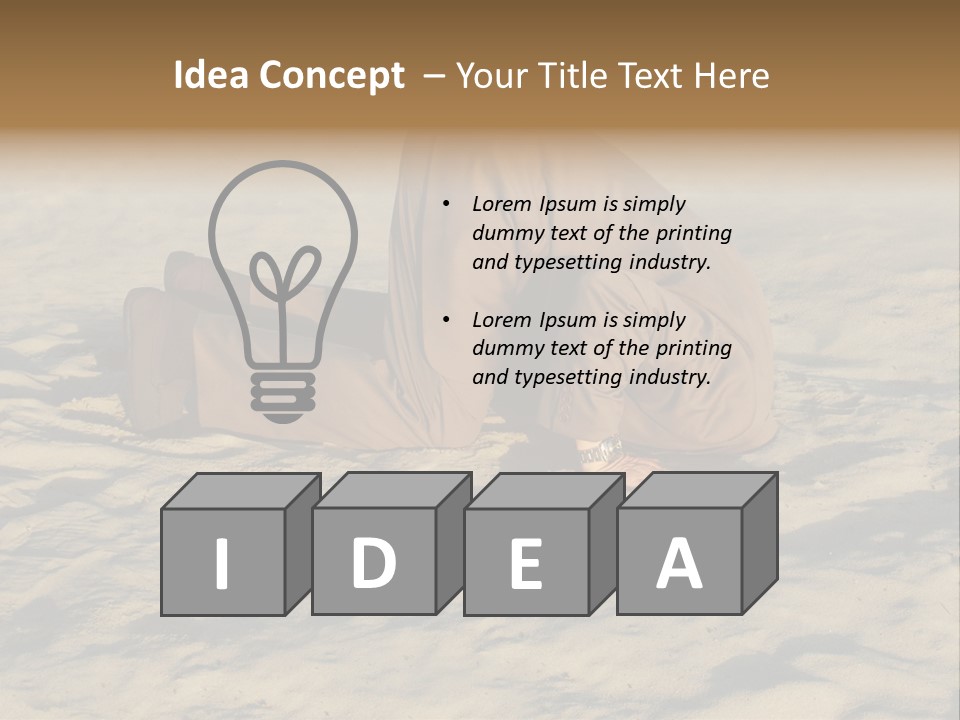 A Man Is Laying In The Sand With His Head In His Hands PowerPoint Template