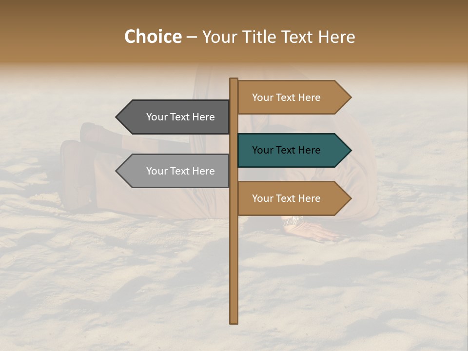 A Man Is Laying In The Sand With His Head In His Hands PowerPoint Template