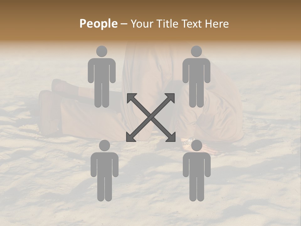 A Man Is Laying In The Sand With His Head In His Hands PowerPoint Template