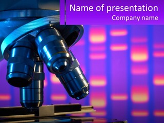 A Microscope Powerpoint Presentation With A Purple Background PowerPoint Template