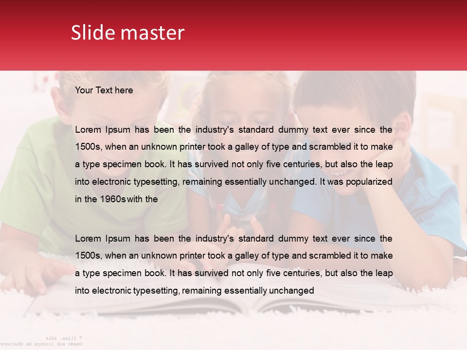 Three Children Laying On The Floor Reading A Book PowerPoint Template