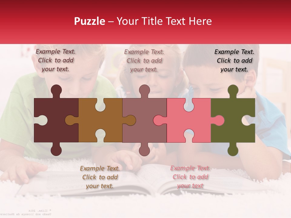 Three Children Laying On The Floor Reading A Book PowerPoint Template