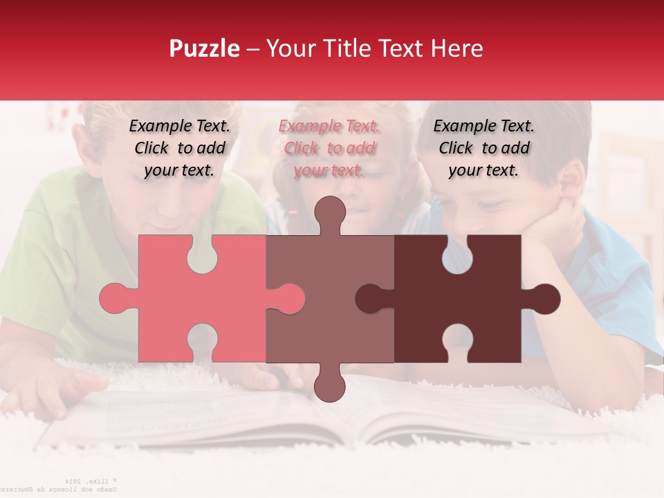 Three Children Laying On The Floor Reading A Book PowerPoint Template