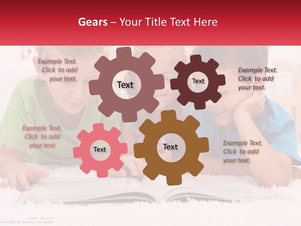 Three Children Laying On The Floor Reading A Book PowerPoint Template