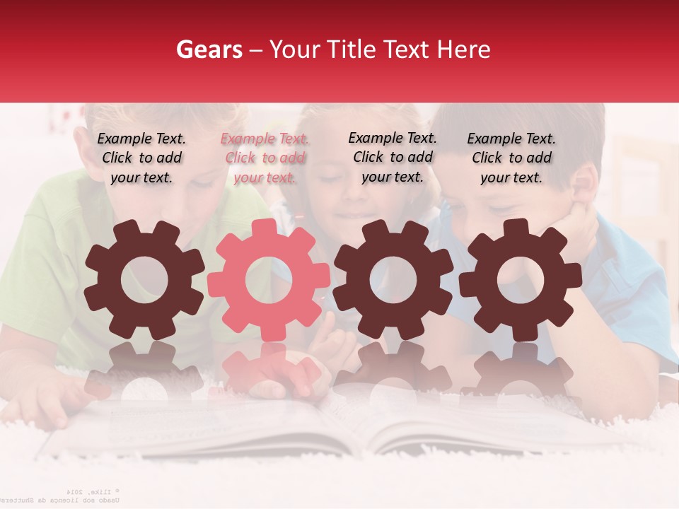 Three Children Laying On The Floor Reading A Book PowerPoint Template