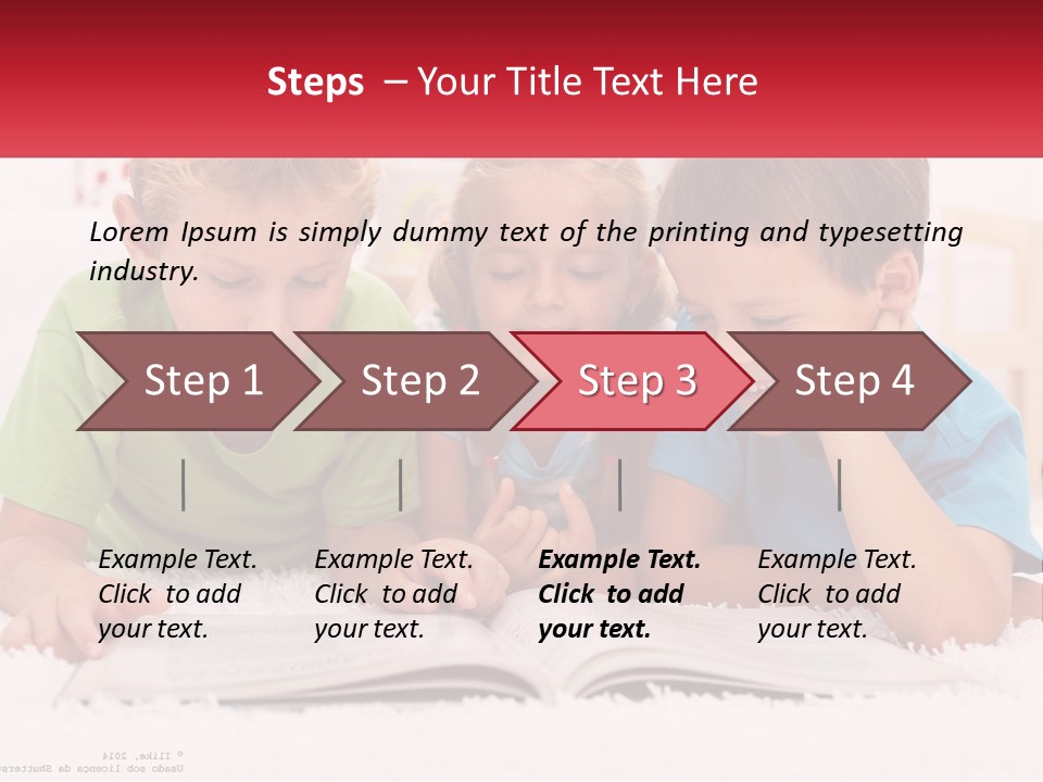 Three Children Laying On The Floor Reading A Book PowerPoint Template