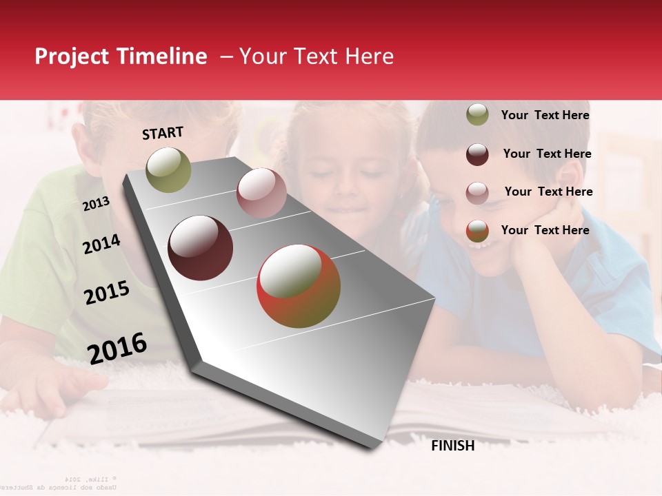 Three Children Laying On The Floor Reading A Book PowerPoint Template