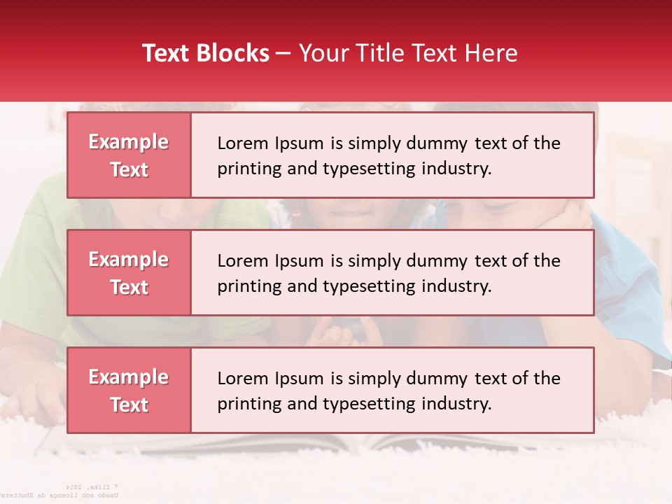 Three Children Laying On The Floor Reading A Book PowerPoint Template
