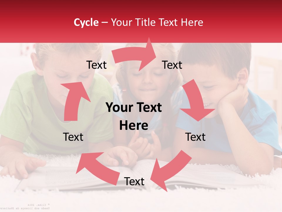 Three Children Laying On The Floor Reading A Book PowerPoint Template
