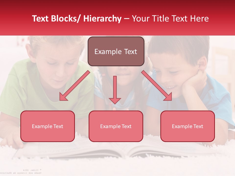 Three Children Laying On The Floor Reading A Book PowerPoint Template