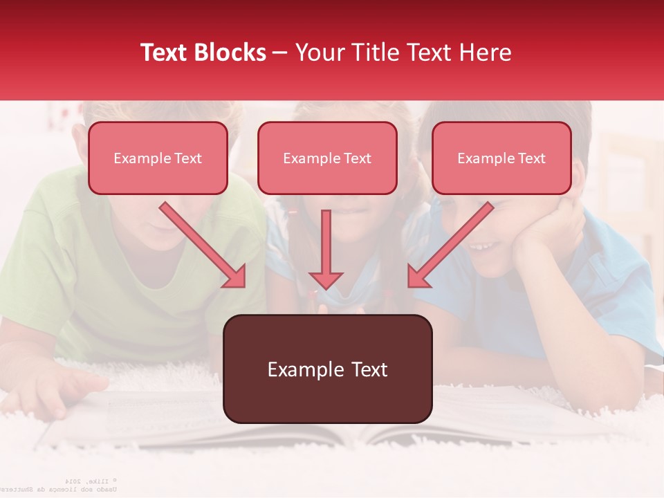 Three Children Laying On The Floor Reading A Book PowerPoint Template