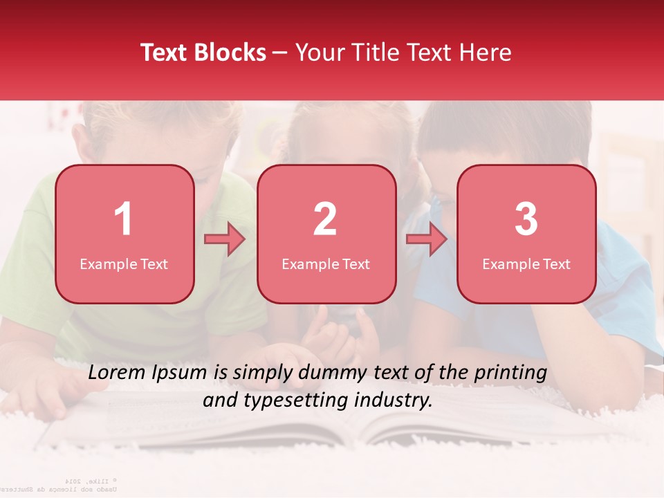 Three Children Laying On The Floor Reading A Book PowerPoint Template