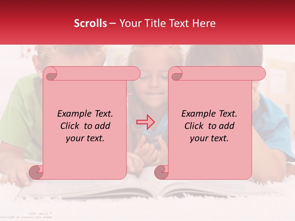 Three Children Laying On The Floor Reading A Book PowerPoint Template