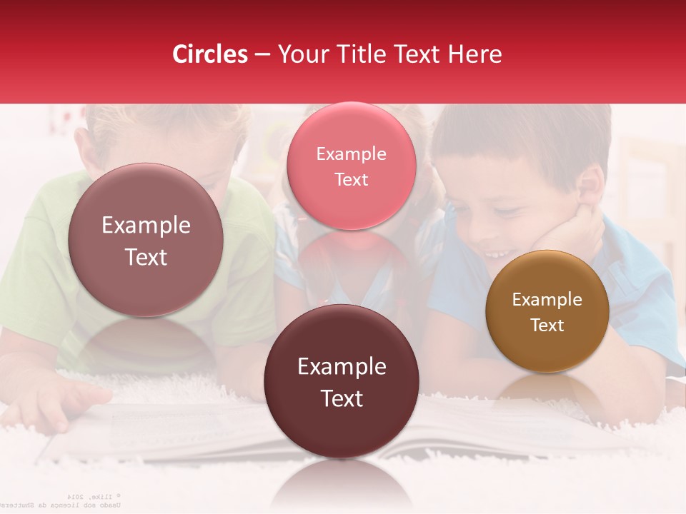 Three Children Laying On The Floor Reading A Book PowerPoint Template