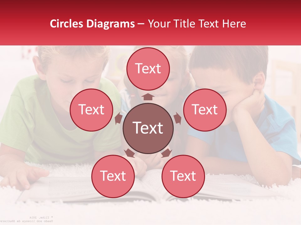Three Children Laying On The Floor Reading A Book PowerPoint Template