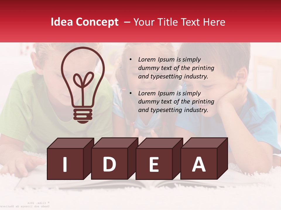 Three Children Laying On The Floor Reading A Book PowerPoint Template