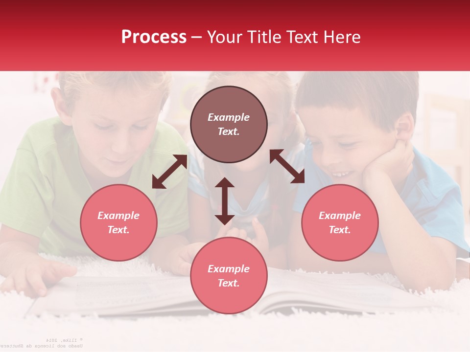 Three Children Laying On The Floor Reading A Book PowerPoint Template