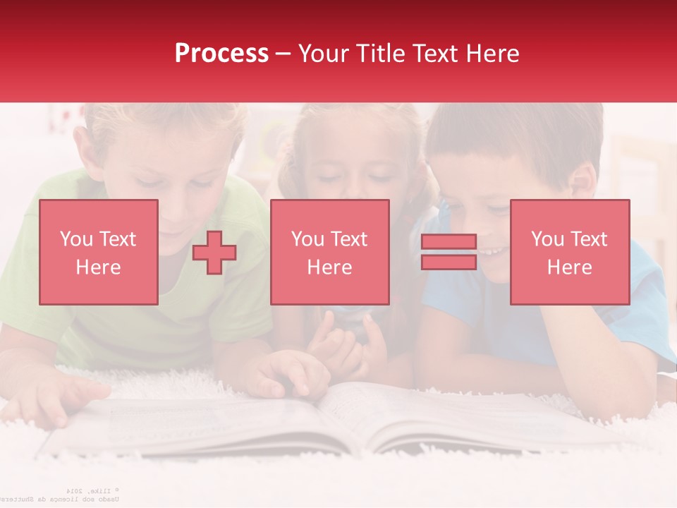 Three Children Laying On The Floor Reading A Book PowerPoint Template