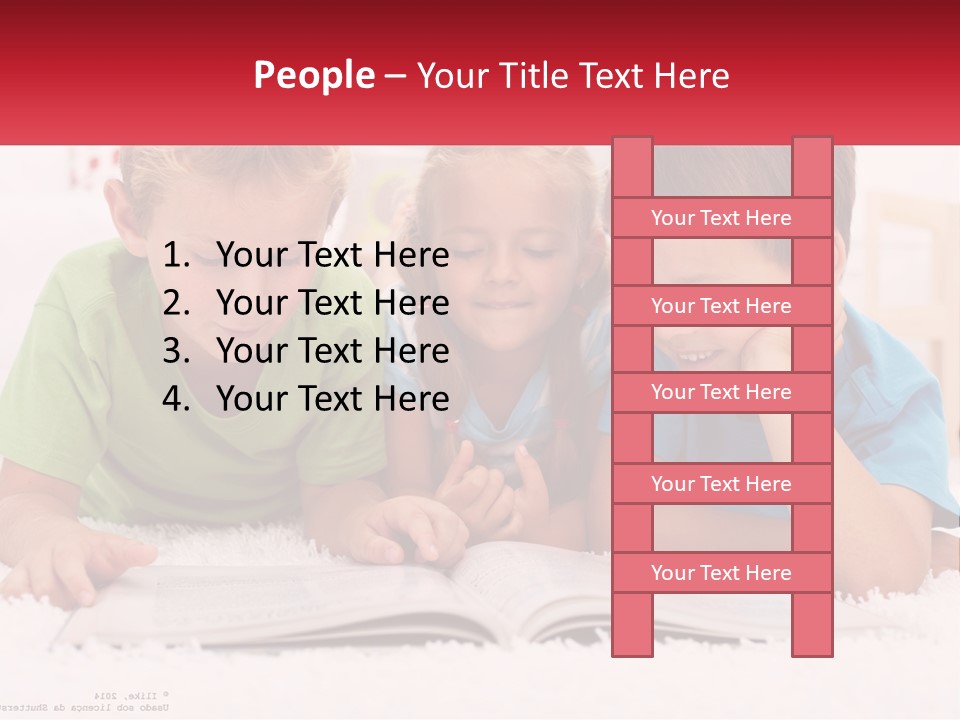 Three Children Laying On The Floor Reading A Book PowerPoint Template