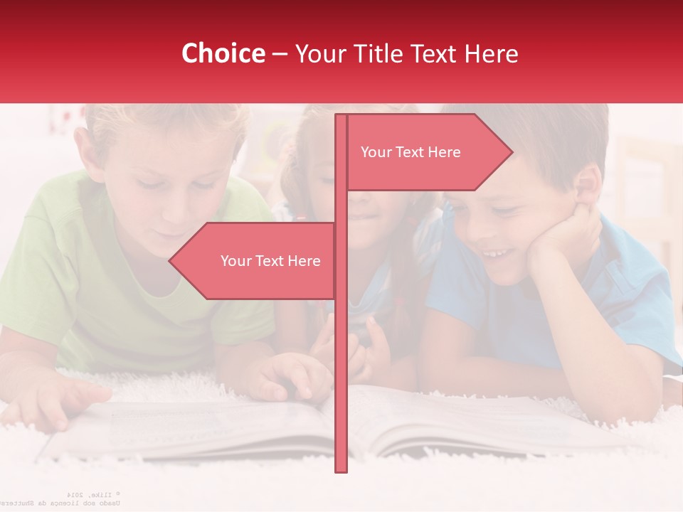Three Children Laying On The Floor Reading A Book PowerPoint Template