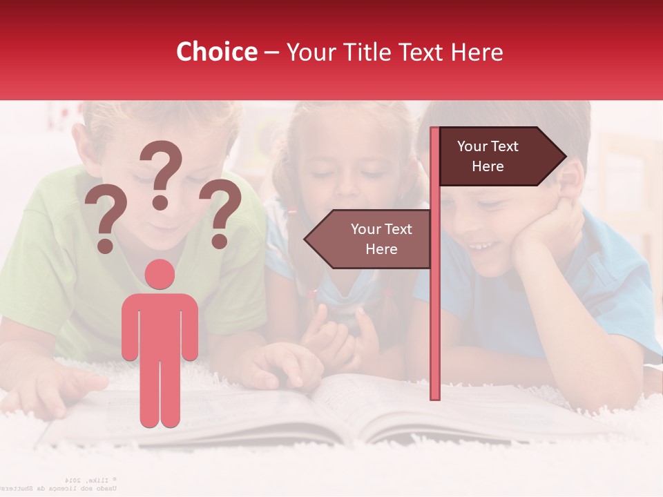 Three Children Laying On The Floor Reading A Book PowerPoint Template
