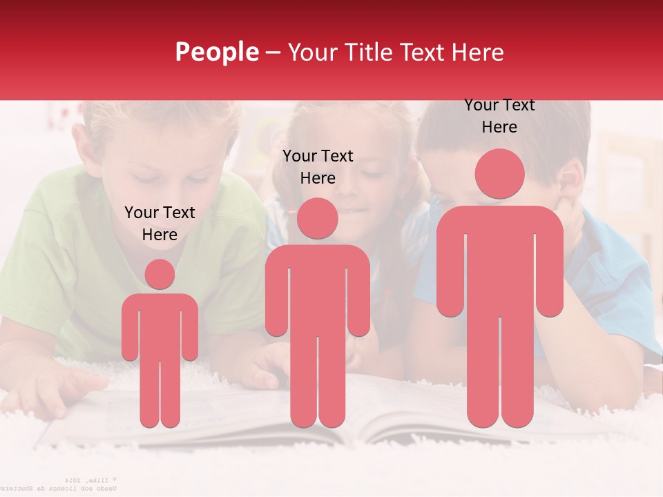 Three Children Laying On The Floor Reading A Book PowerPoint Template