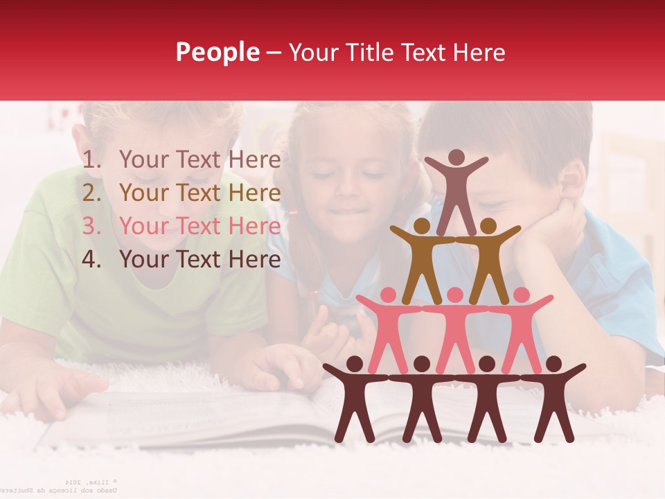 Three Children Laying On The Floor Reading A Book PowerPoint Template